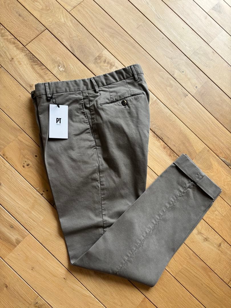 美中古 PTTORINO タックイン チノパンツ 46 グレージュ PT01