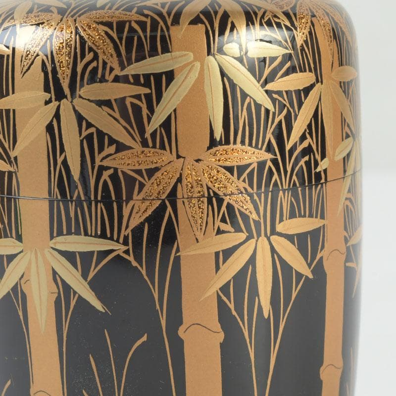 ときの　茶道具　山内幸男　号漆峰　竹林蒔絵　細棗　共布共箱　V　9778