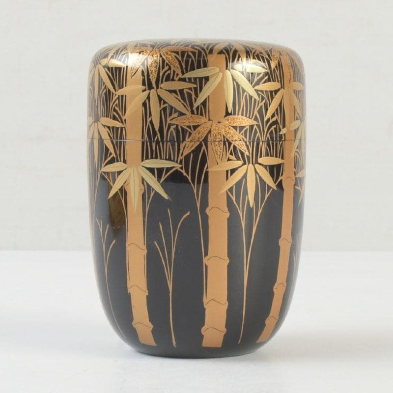 ときの　茶道具　山内幸男　号漆峰　竹林蒔絵　細棗　共布共箱　V　9778