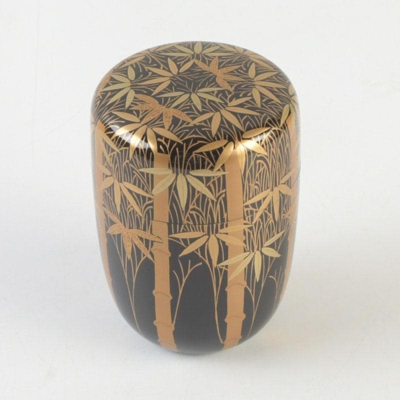 ときの　茶道具　山内幸男　号漆峰　竹林蒔絵　細棗　共布共箱　V　9778