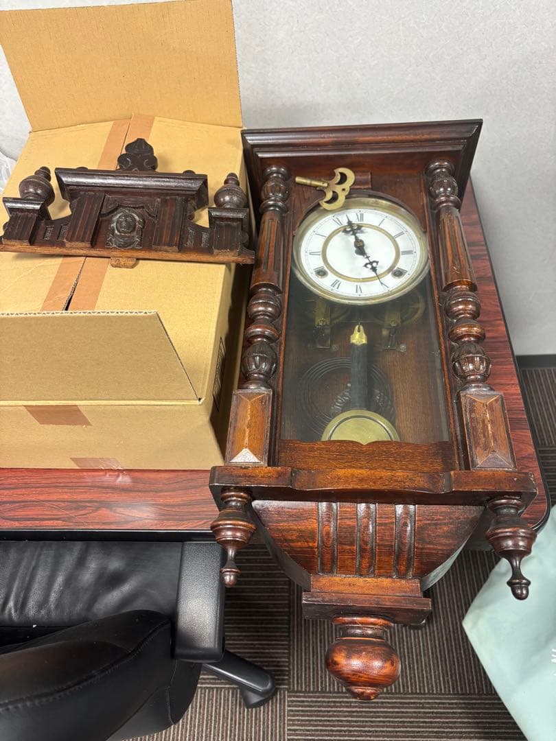 希少 掛時計　柱時計 ゼンマイ式 ボンボン時計　レトロ　アンティーク　稼動品