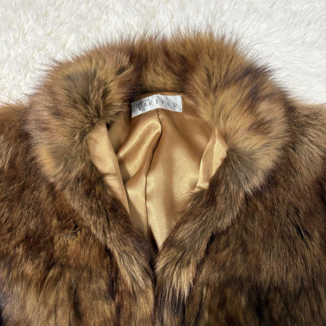 ブルーフォックス 染め 本毛皮 リアルファー ファーコート Fサイズ FOX