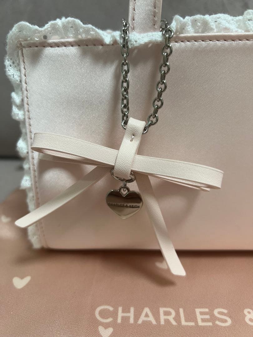 Raina レイナ レーストリム トートバッグ - ピンク