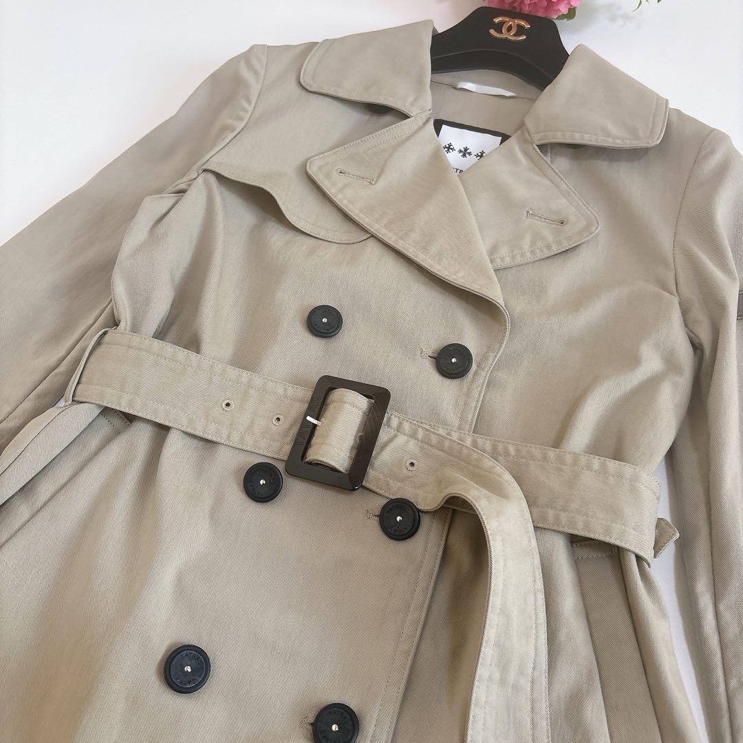 美品☆タトラス ダブルトレンチコート ベージュ ショート丈 ベルト付き sサイズ