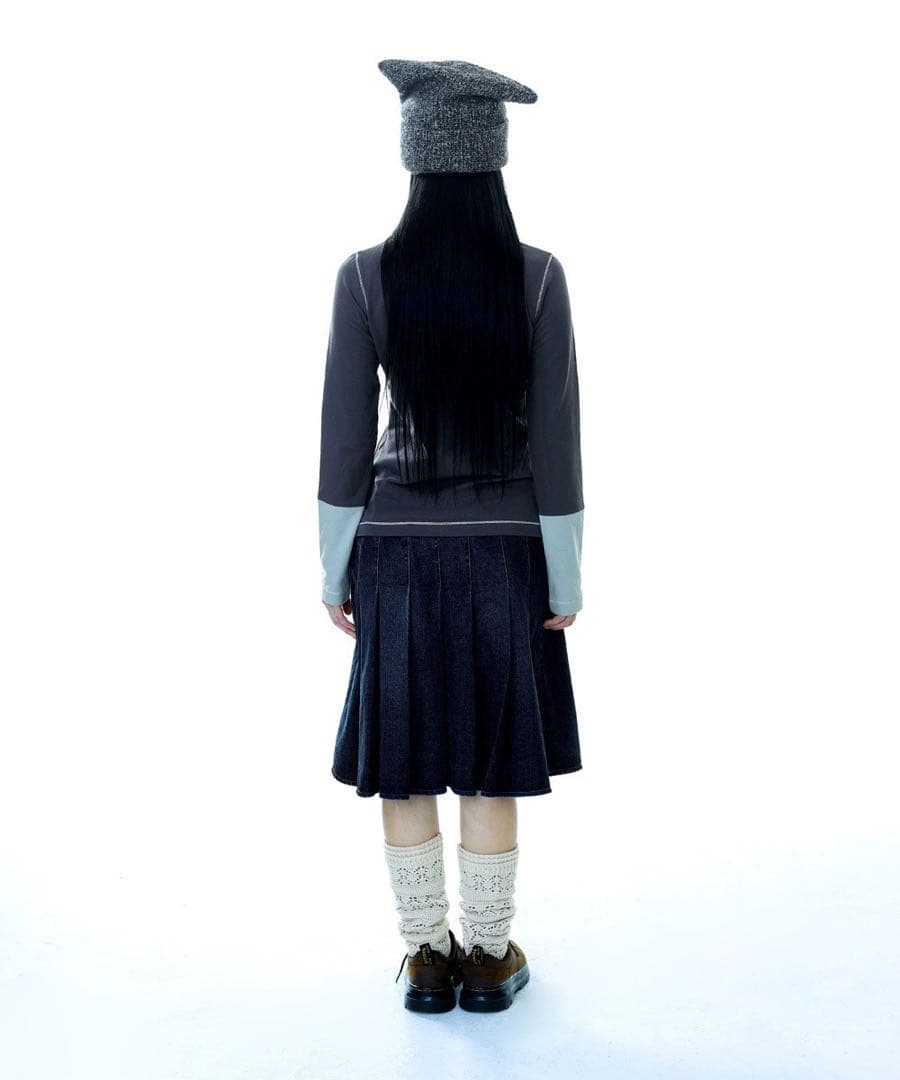 Coyseioダークデニム プリーツミニスカート