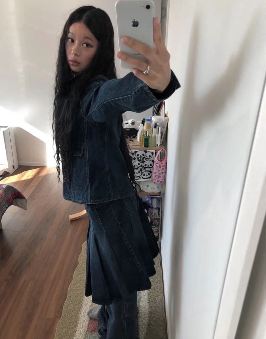 Coyseioダークデニム プリーツミニスカート