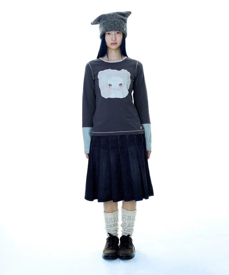 Coyseioダークデニム プリーツミニスカート