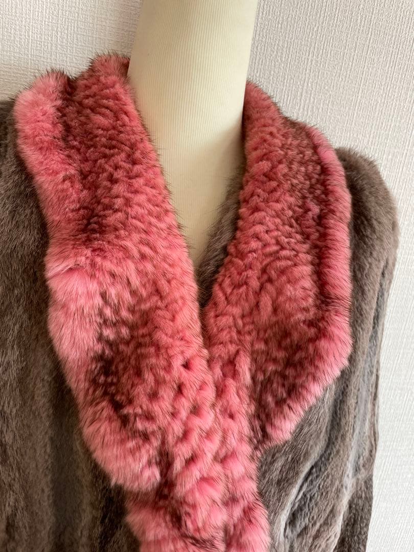 極美品 Mila Schon ラビット×ミンク ファージャケット ピンク袖口