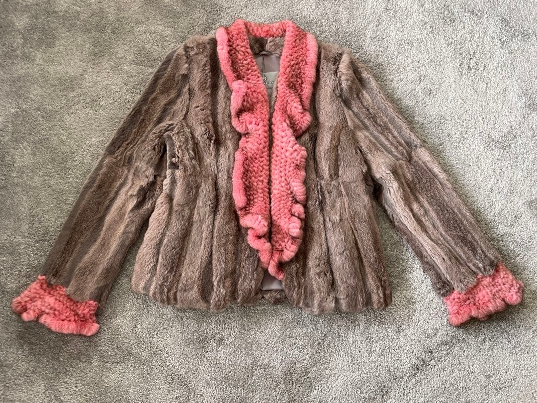 極美品 Mila Schon ラビット×ミンク ファージャケット ピンク袖口