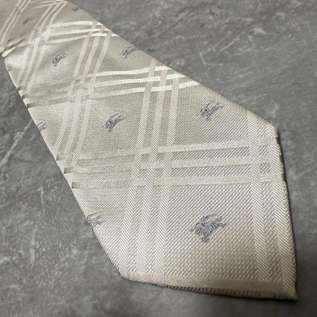 【✨美品✨】BURBERRY バーバリー ネクタイ シルバー チェック 結婚式