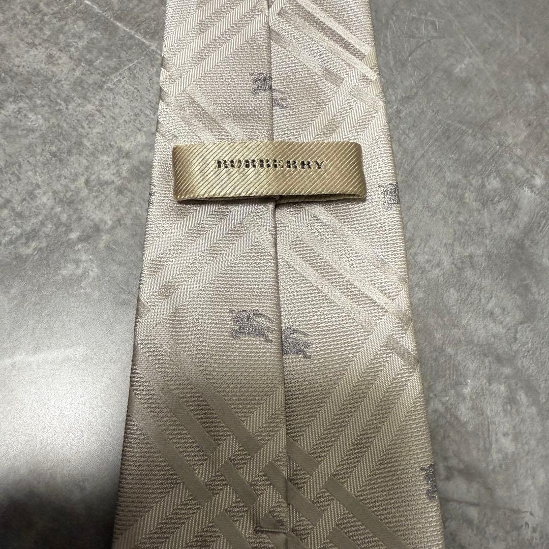 【✨美品✨】BURBERRY バーバリー ネクタイ シルバー チェック 結婚式