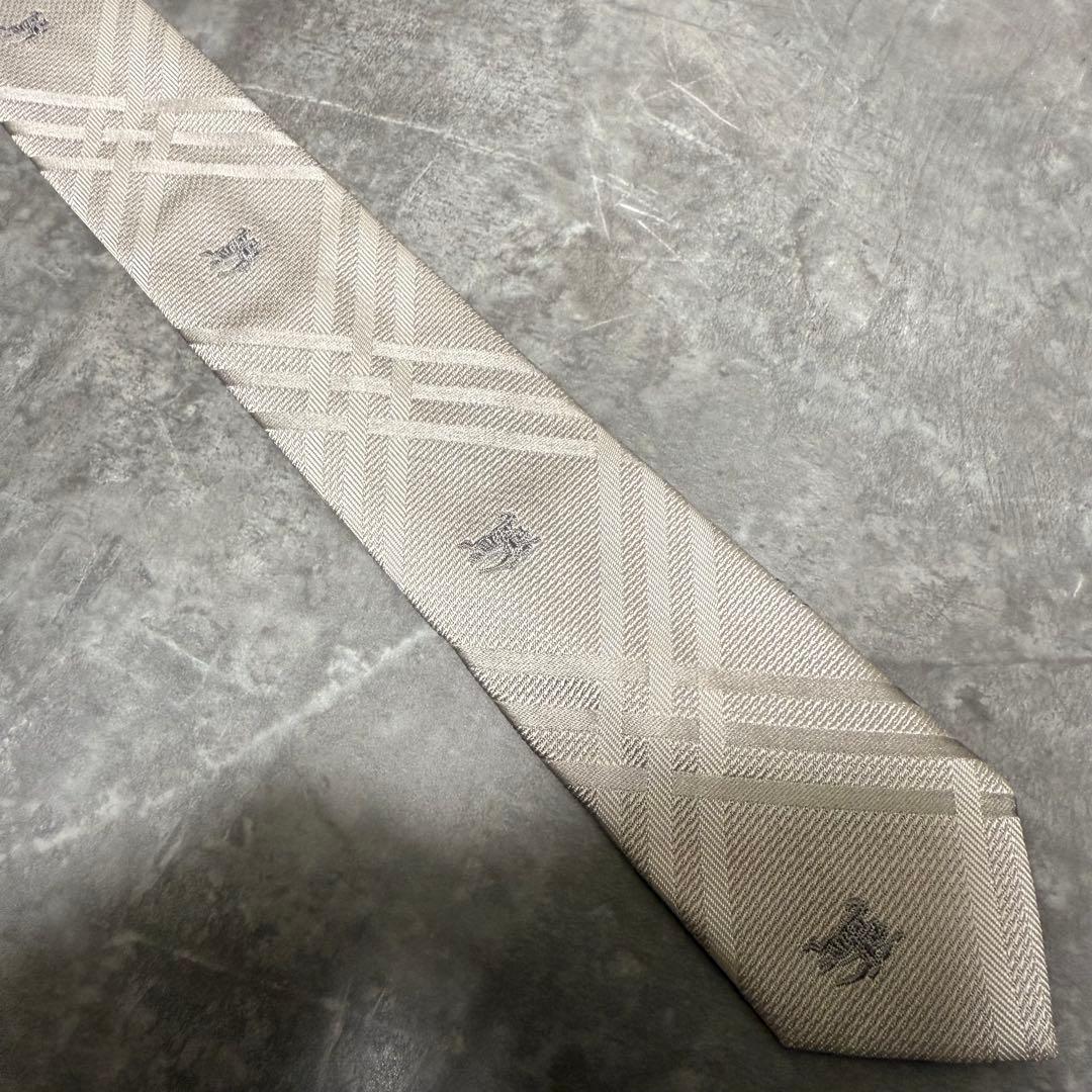 【✨美品✨】BURBERRY バーバリー ネクタイ シルバー チェック 結婚式