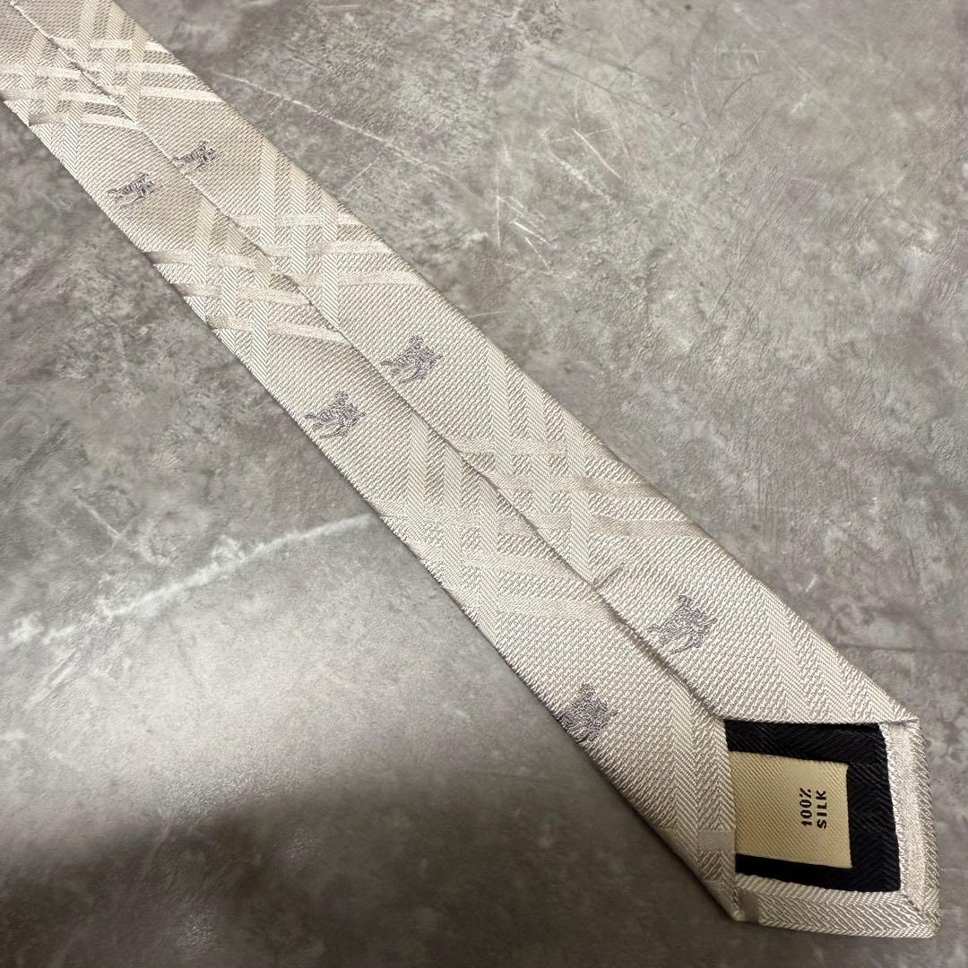 【✨美品✨】BURBERRY バーバリー ネクタイ シルバー チェック 結婚式