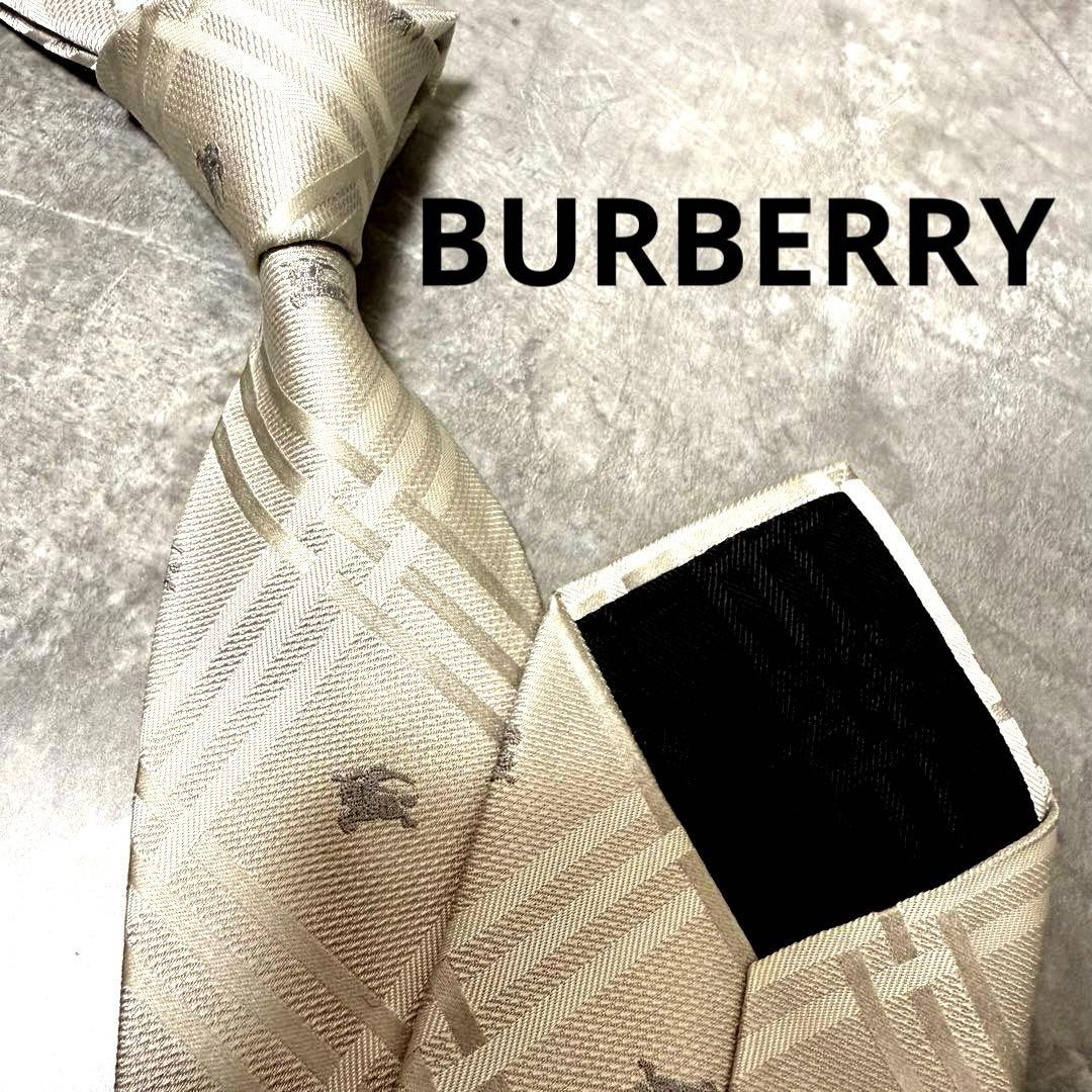 【✨美品✨】BURBERRY バーバリー ネクタイ シルバー チェック 結婚式