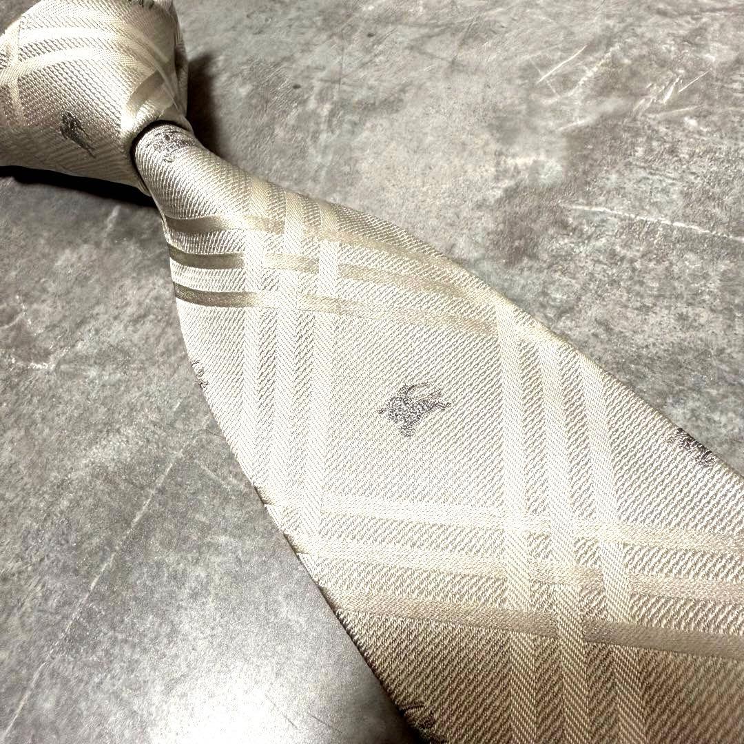 【✨美品✨】BURBERRY バーバリー ネクタイ シルバー チェック 結婚式
