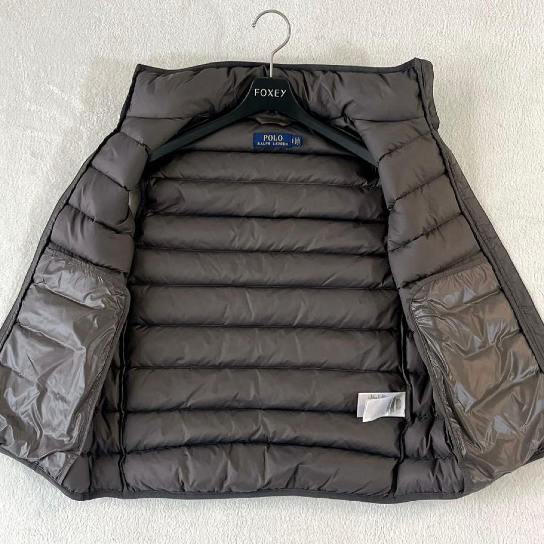 美品 POLO RALPH LAUREN ダウンベスト ロゴ刺繍 グレー S
