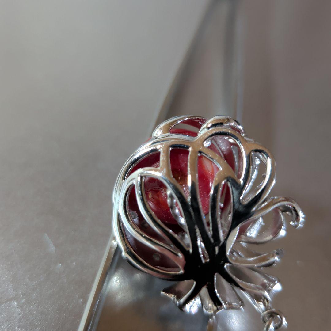 ペンダントトップ　Pt900　K14WG　珊瑚　ダイヤ計0.12　13.23g