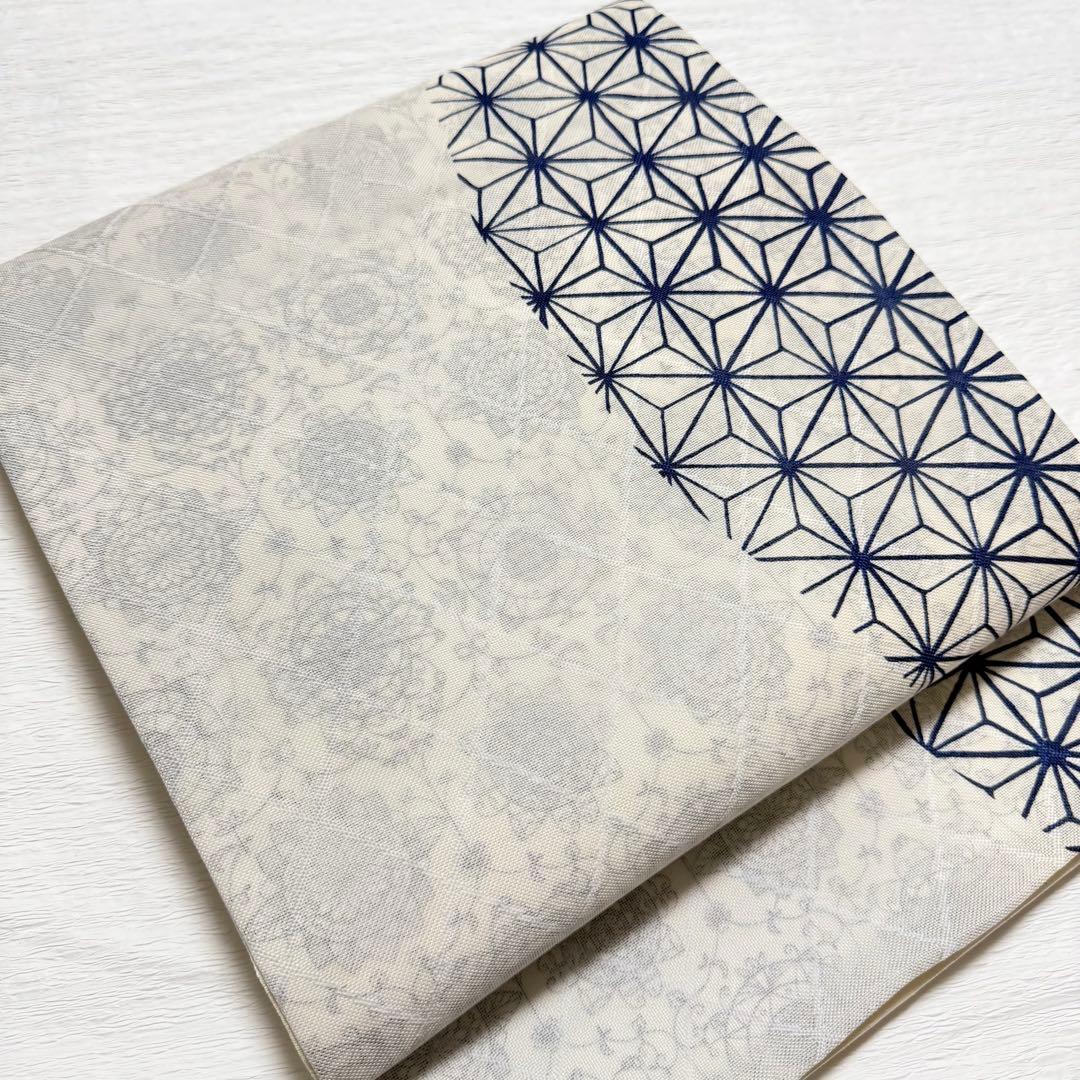 m127 想屋工房 京袋帯 華紋 麻の葉 全通 正絹