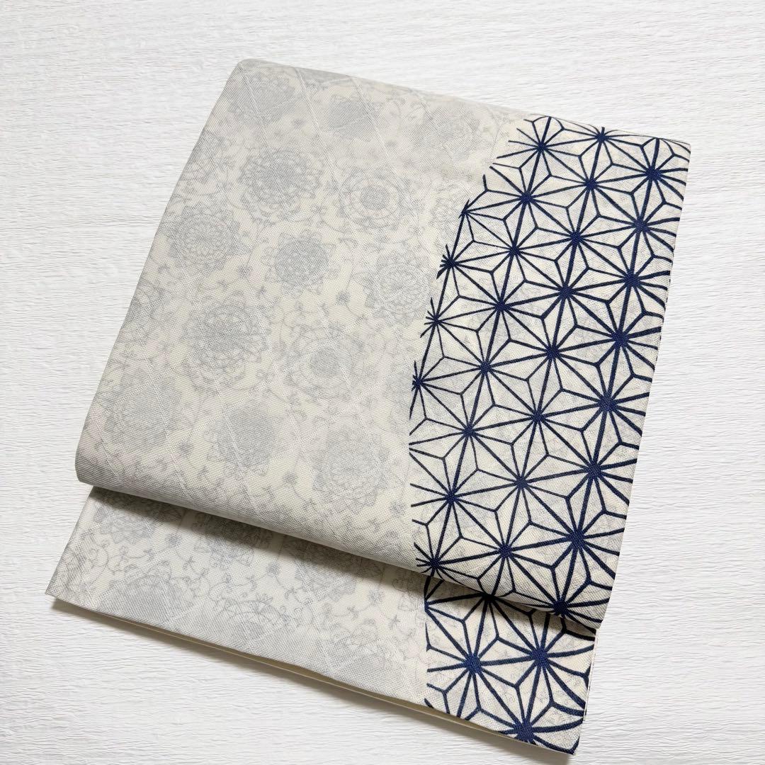 m127 想屋工房 京袋帯 華紋 麻の葉 全通 正絹