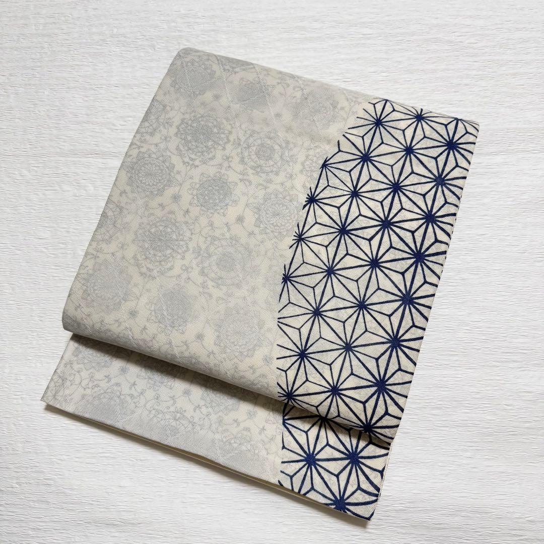 m127 想屋工房 京袋帯 華紋 麻の葉 全通 正絹