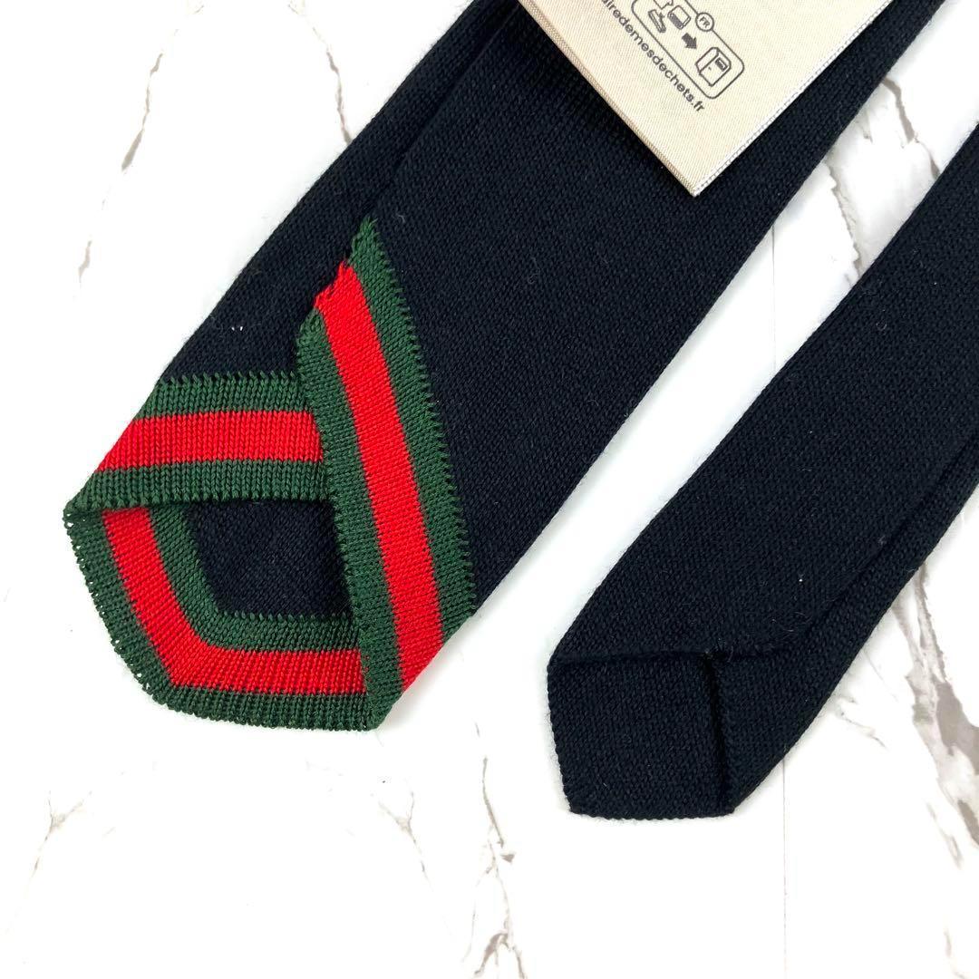 ONFH　美品　グッチ　ネクタイ　ニットタイ　シェリーライン　ソリッド　ネ