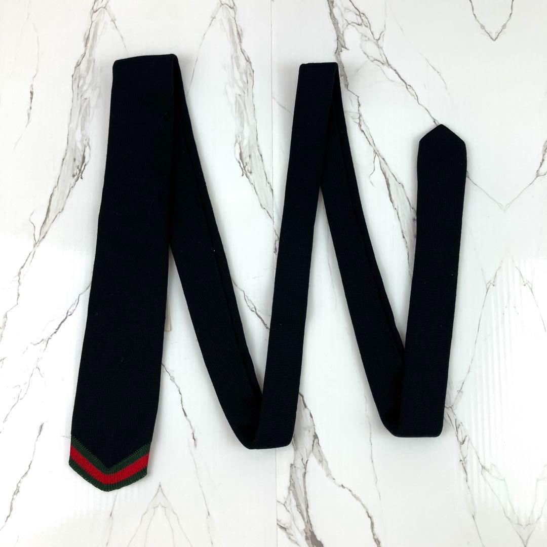 ONFH　美品　グッチ　ネクタイ　ニットタイ　シェリーライン　ソリッド　ネ