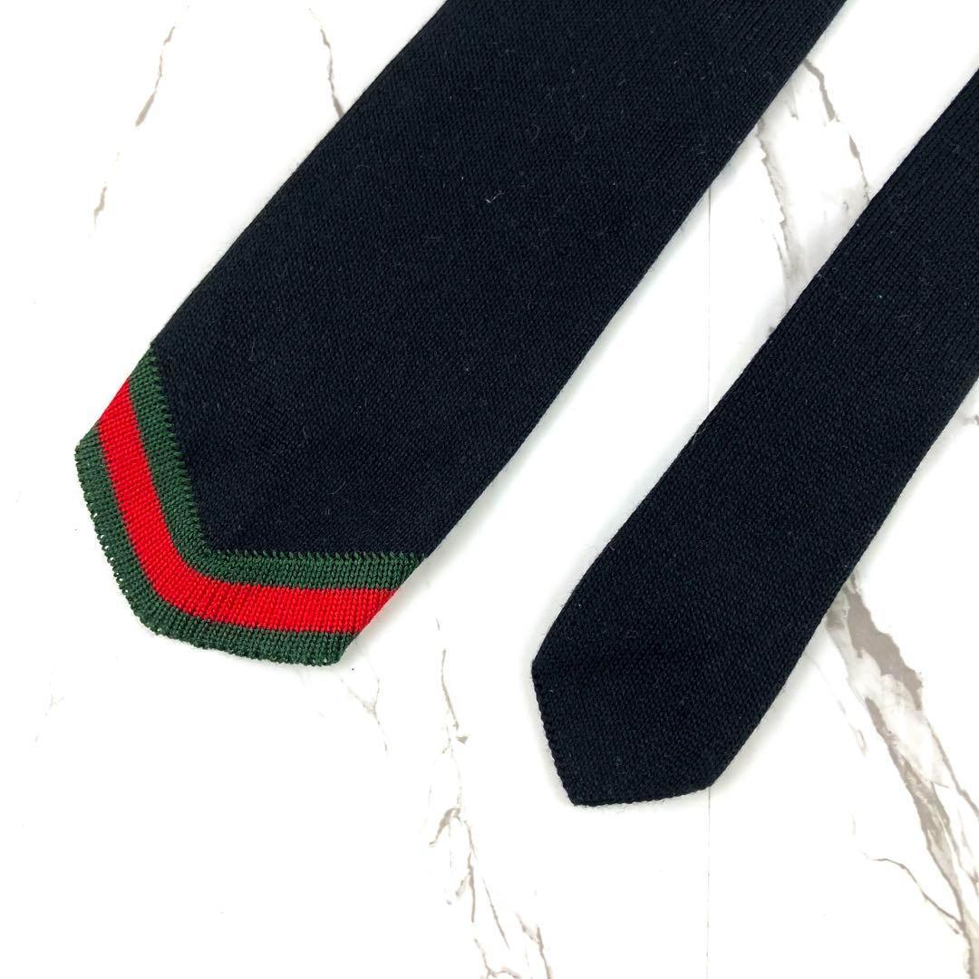 ONFH　美品　グッチ　ネクタイ　ニットタイ　シェリーライン　ソリッド　ネ