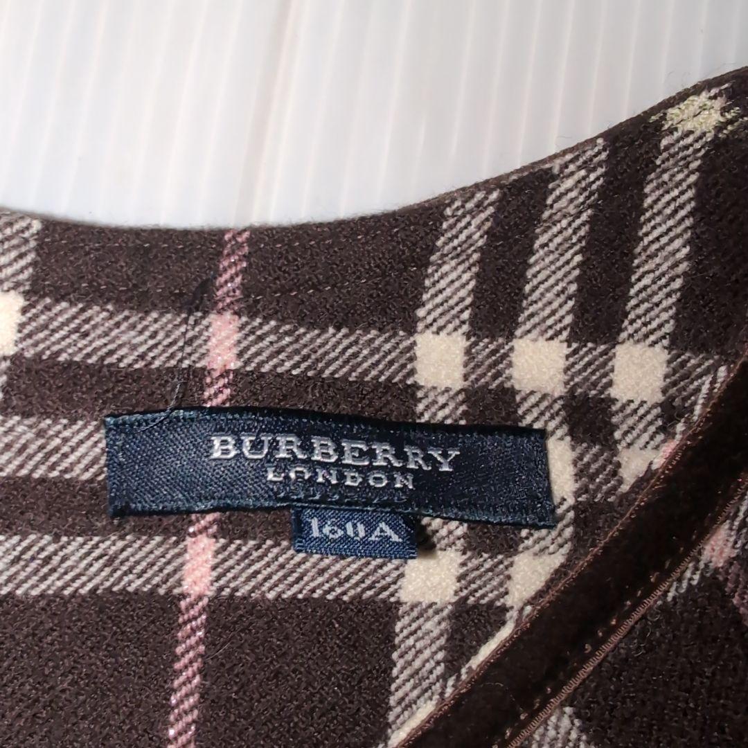 160★BURBERRY バーバリー★ベロアリボン付き！チェック柄ワンピース★