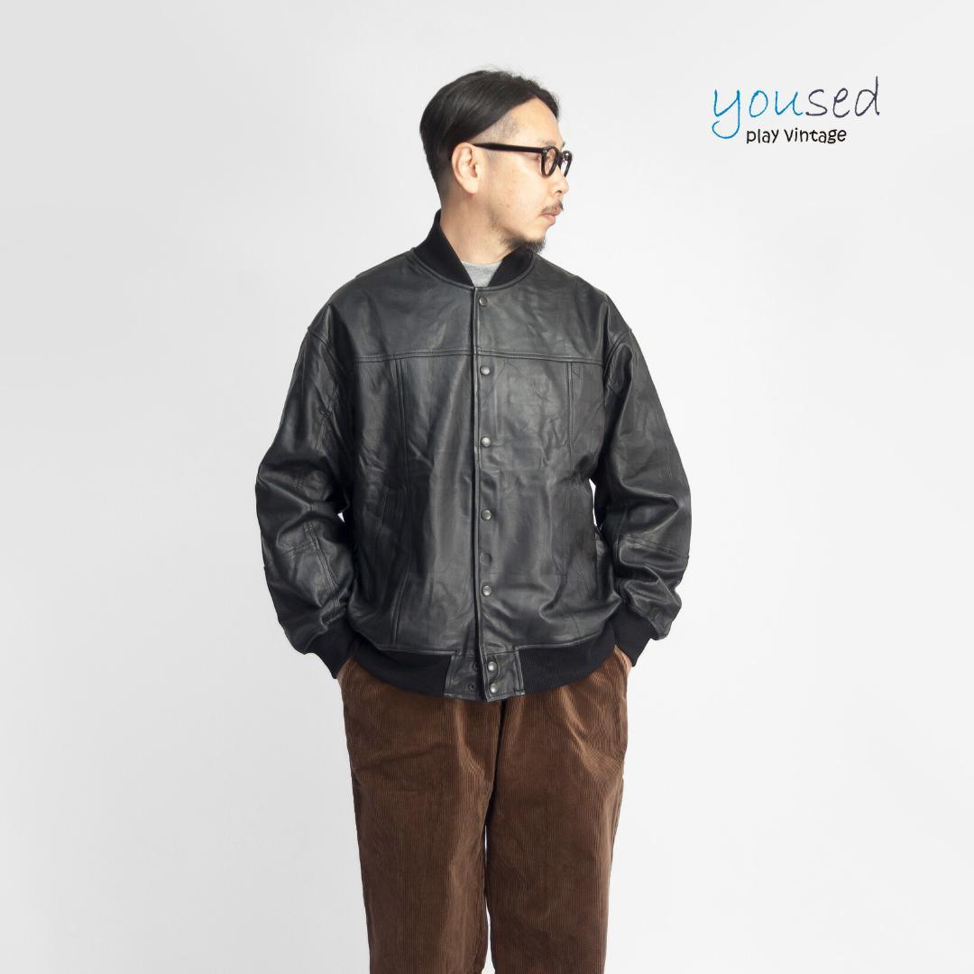 ジャケット・アウター YOUSED REMAKE LEATHER STADIUM JUMPER