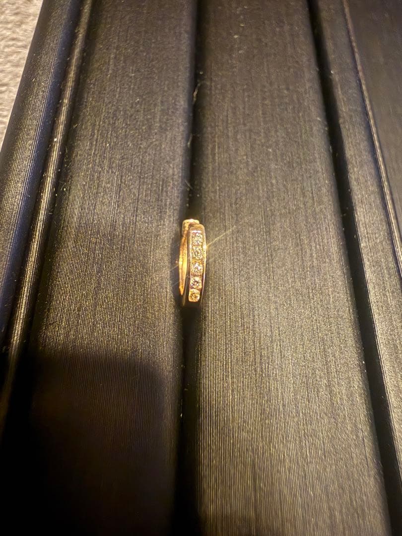 18金 フープピアス ダイヤモンド 0.1ct ゴールド 1.6×9.6mm