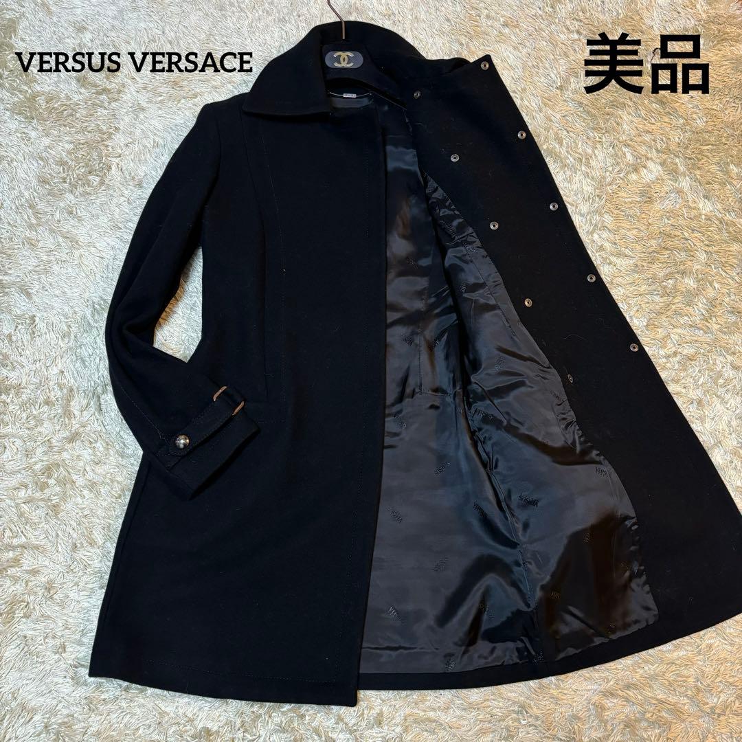 美品✨️ VERSUS VERSACE ステンカラーコート 裏地 ロゴ イタリア