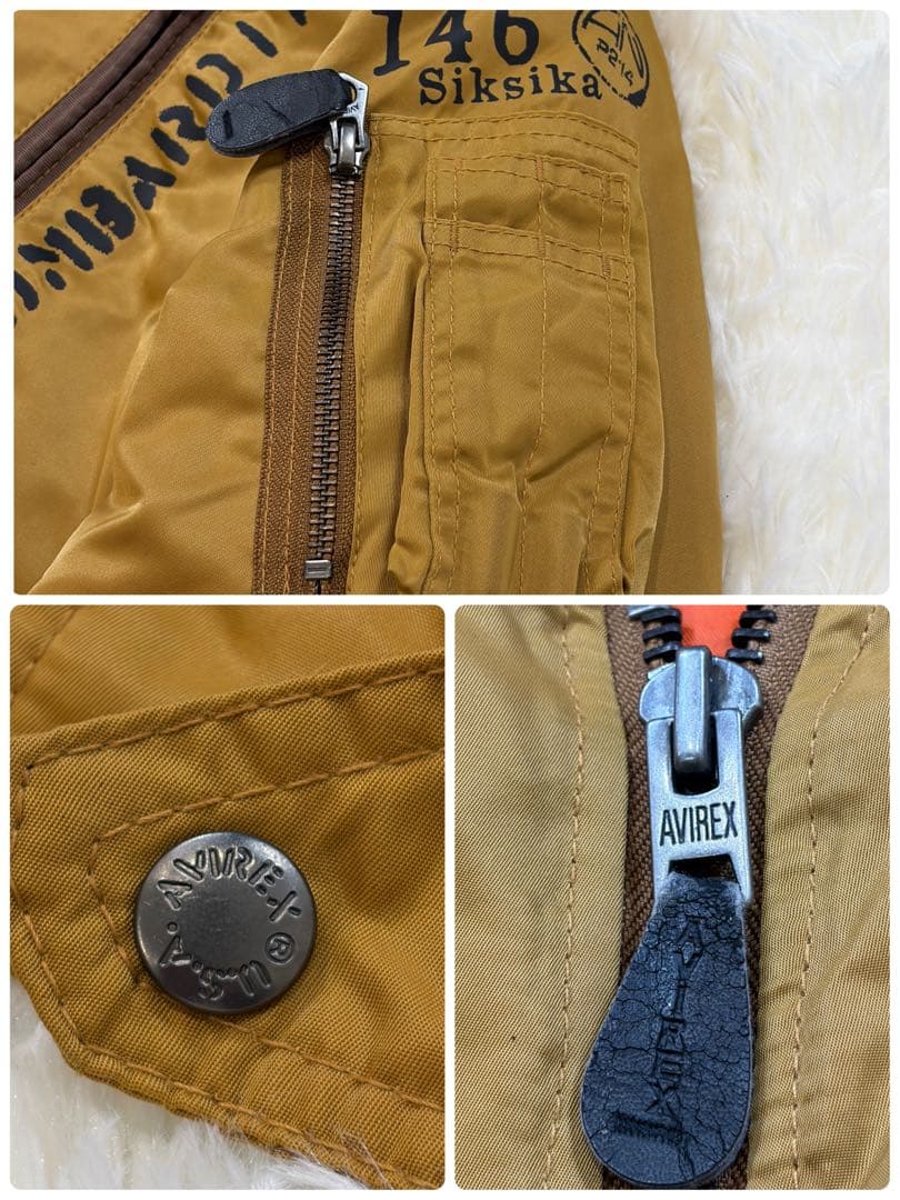 【美品】AVIREX MA-1 ボンバージャケット ペイント 中綿 タン M