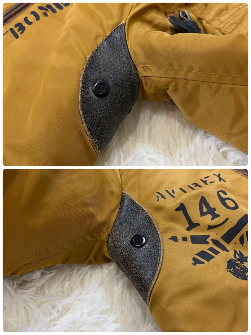 【美品】AVIREX MA-1 ボンバージャケット ペイント 中綿 タン M