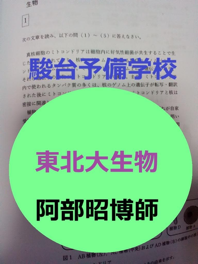 【駿台予備学校】『東北大生物　阿部昭博師』　　+α　　　　　河合塾　代ゼミ　東進