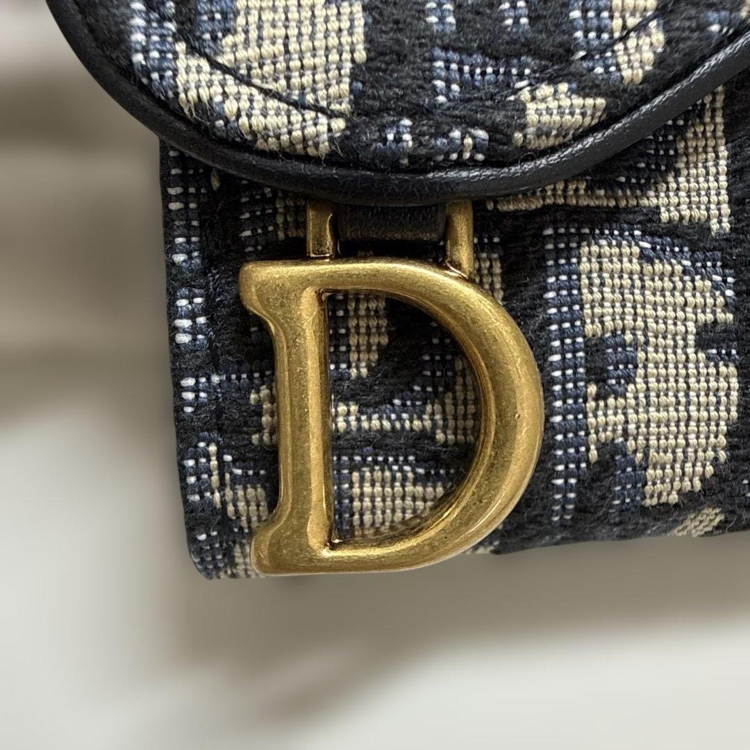 まきちゃんずDior ロゴ入り三つ折り財布 ネイビーアイボリー　新品未使用