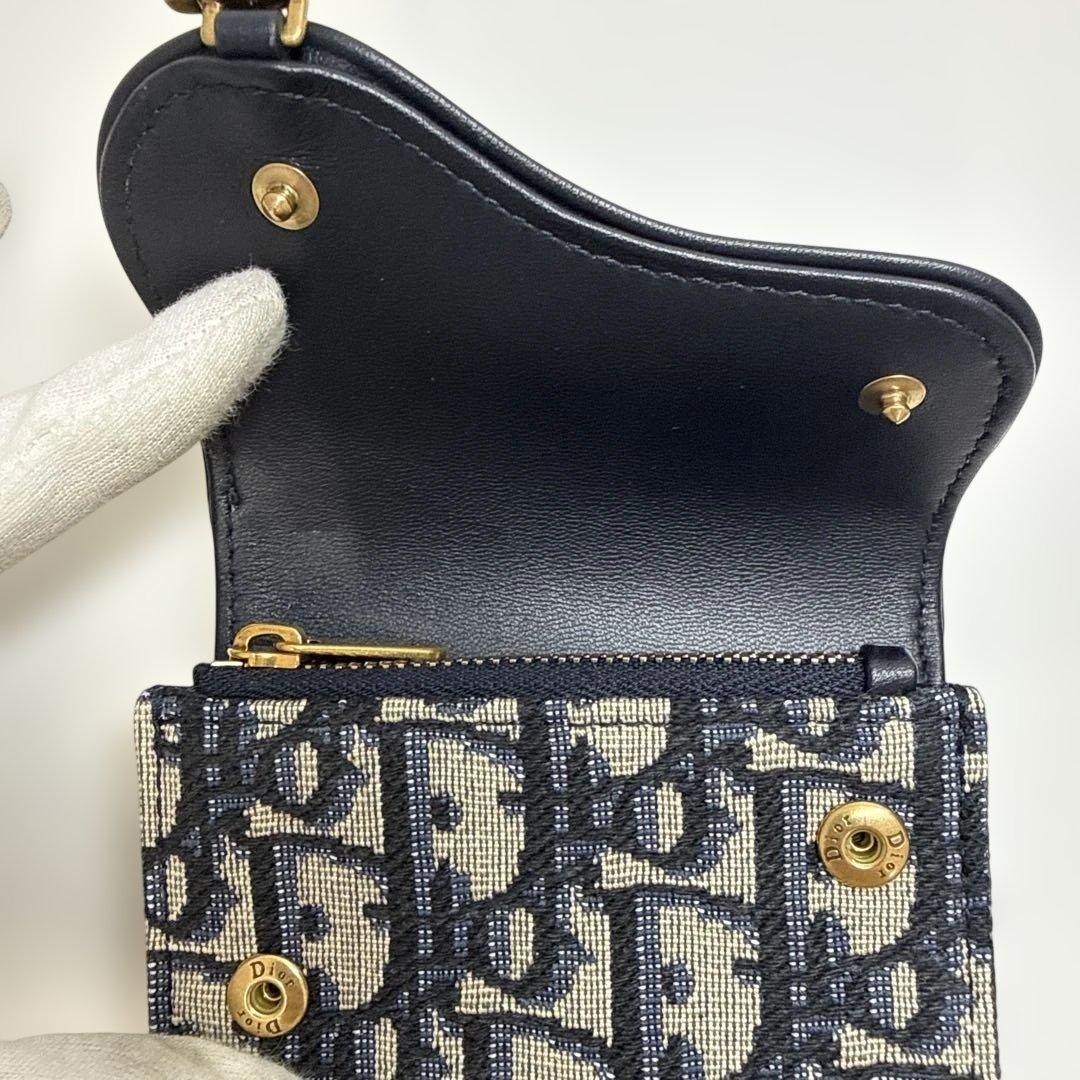 まきちゃんずDior ロゴ入り三つ折り財布 ネイビーアイボリー　新品未使用