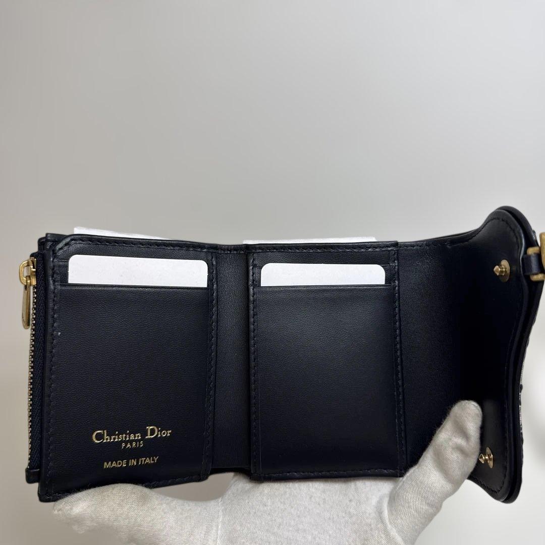 まきちゃんずDior ロゴ入り三つ折り財布 ネイビーアイボリー　新品未使用