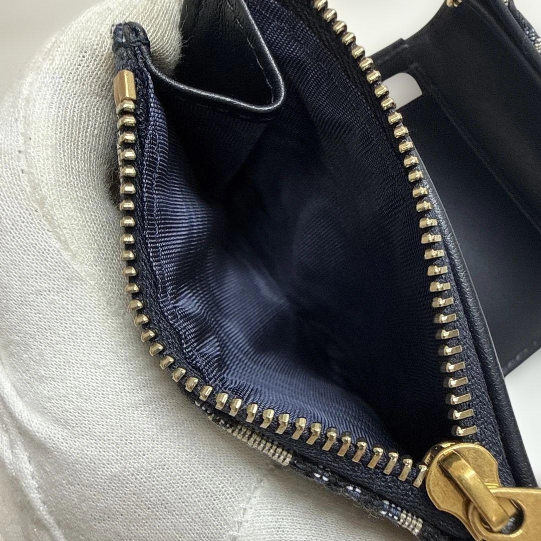 まきちゃんずDior ロゴ入り三つ折り財布 ネイビーアイボリー　新品未使用