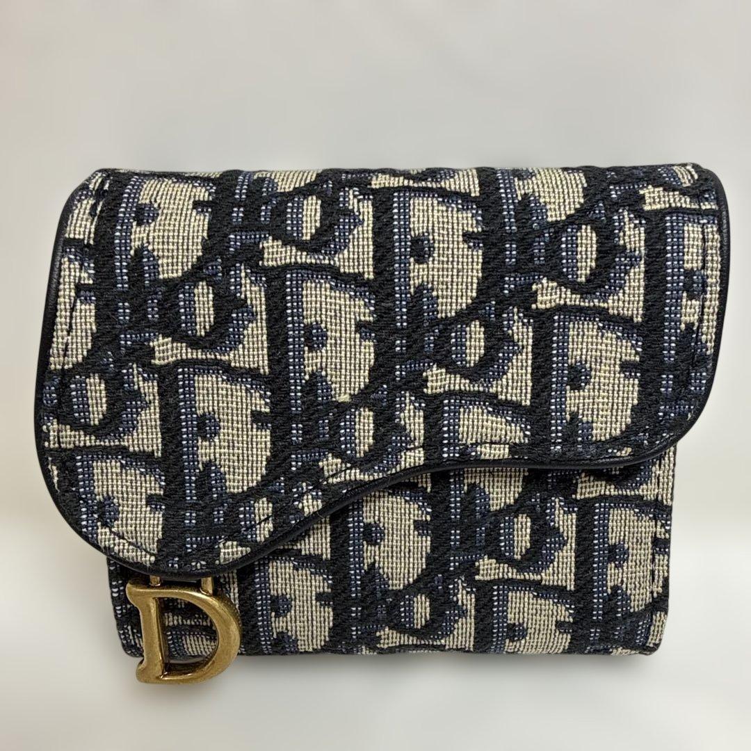 まきちゃんずDior ロゴ入り三つ折り財布 ネイビーアイボリー　新品未使用