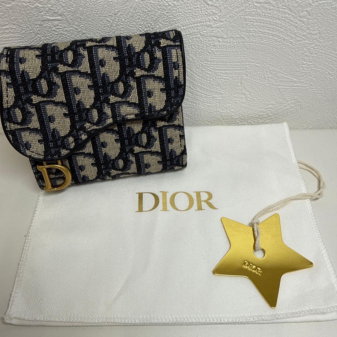 まきちゃんずDior ロゴ入り三つ折り財布 ネイビーアイボリー　新品未使用