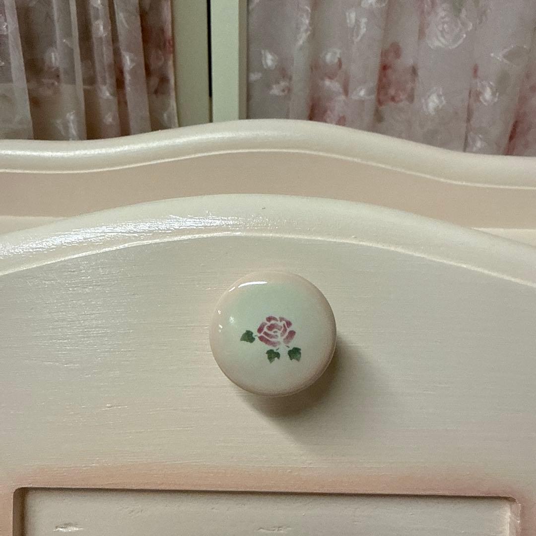 【限定特価)マニーローズ取手と薔薇ステンシルの ブレッドボックスピンク　パイン材