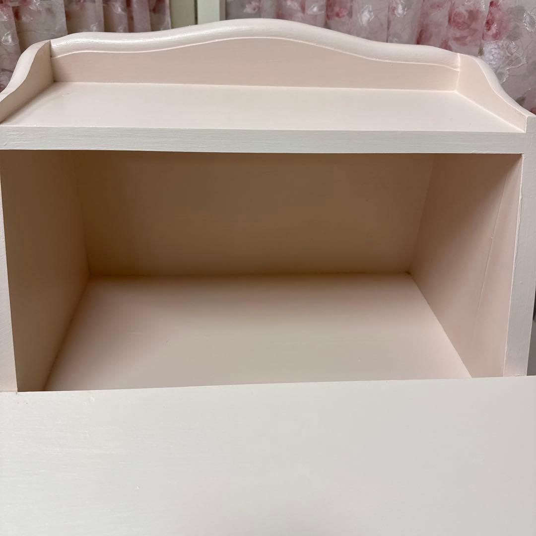 【限定特価)マニーローズ取手と薔薇ステンシルの ブレッドボックスピンク　パイン材