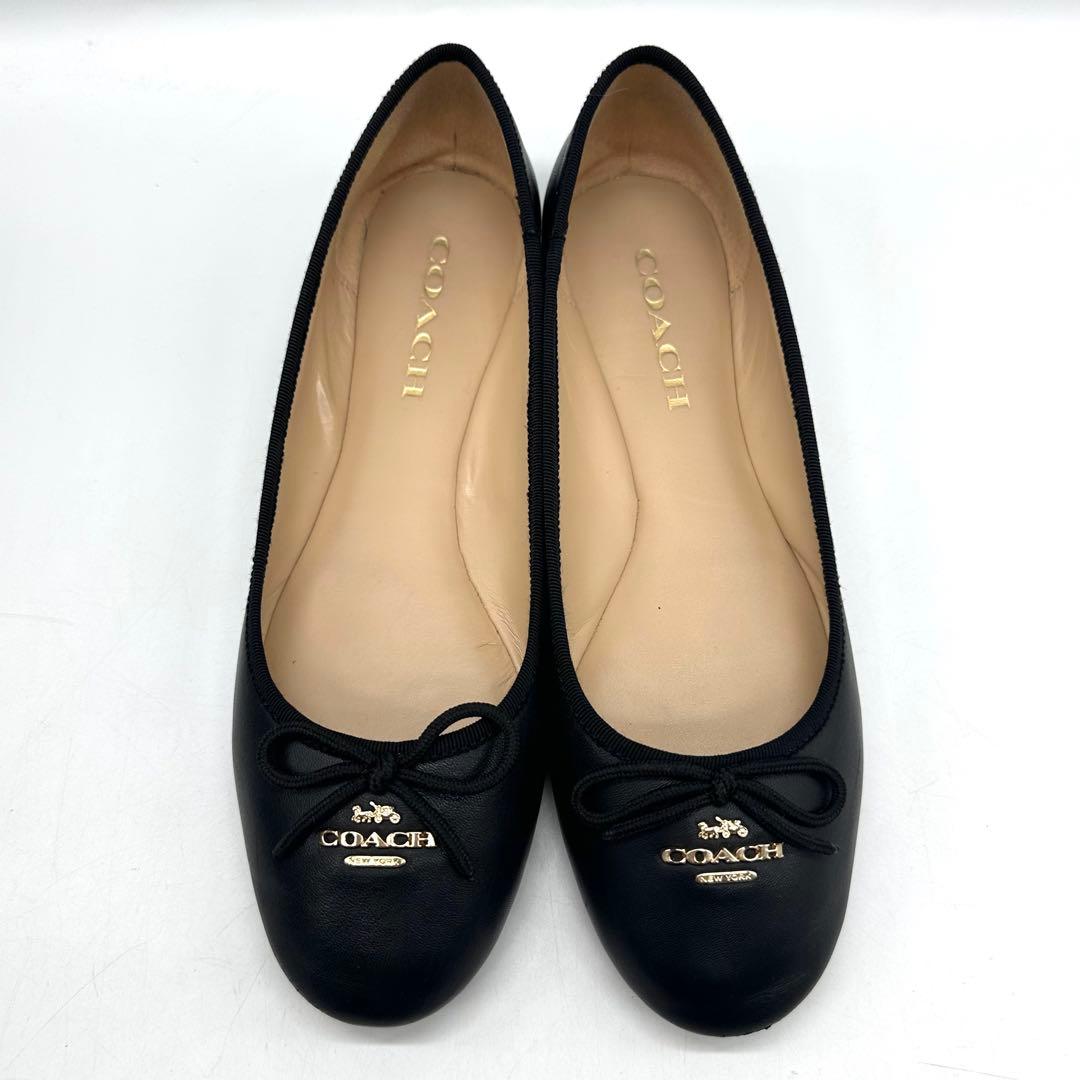 【美品】コーチ アリーナバレエ バレエシューズ レザー ブラック 24cm