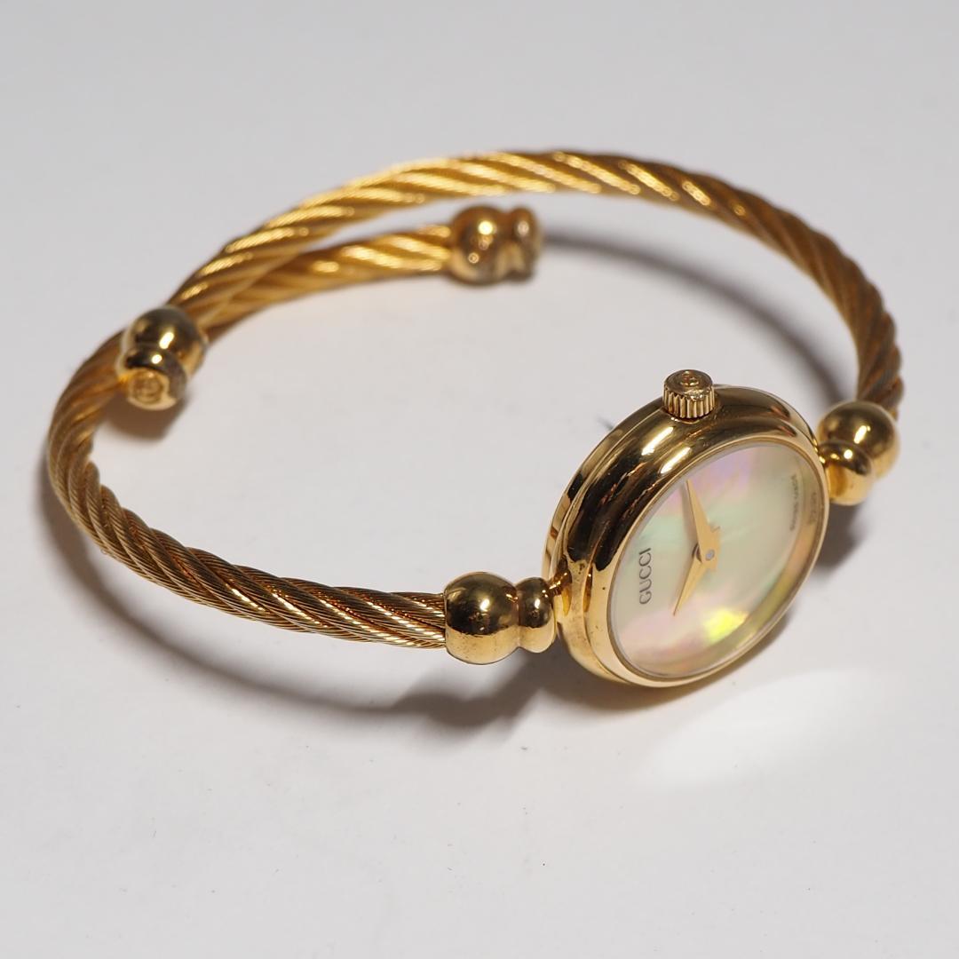 美品 グッチ GUCCI バングルウォッチ 2700L シェル 腕時計 H457