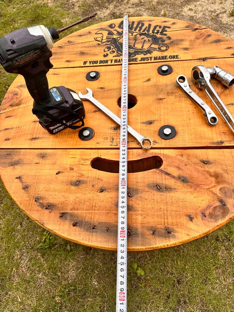 ガレージ男前テーブル GARAGEアウトドア　ガーデニング　電線ドラム