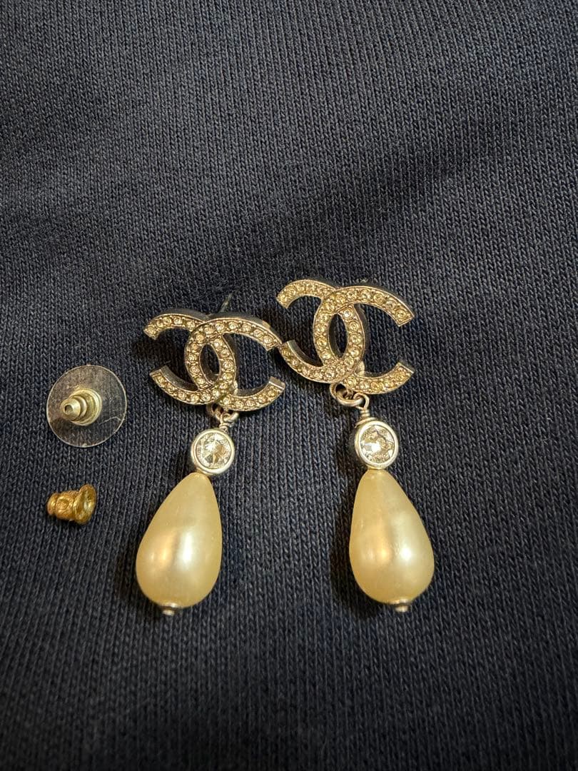 『正規品』　CHANEL シルバー×パールCCロゴ