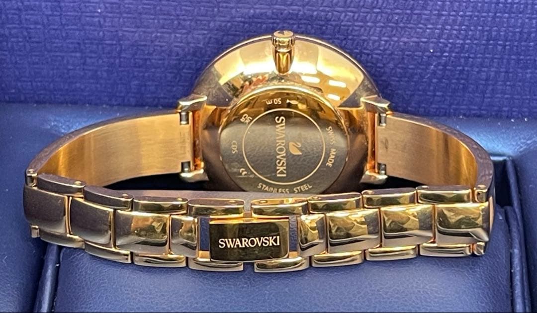 SWAROVSKI 腕時計 ゴールド　スワロフスキー ウォッチ箱付き　コマ　稼働