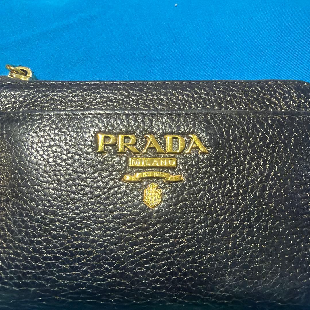PRADA ブラックレザー ケース キーリング　フラグメントケース
