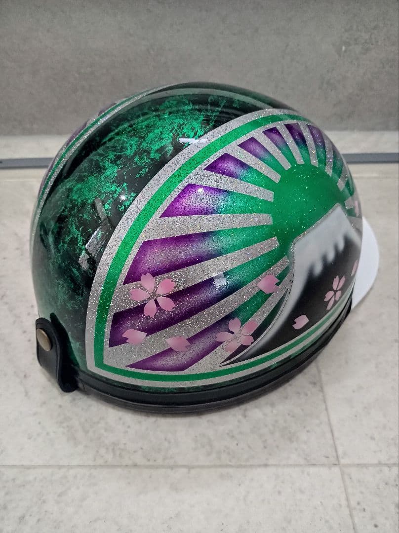 カスタムコルク半　Candyグリーンラップ✘グラデ富士日章　七色ラメ