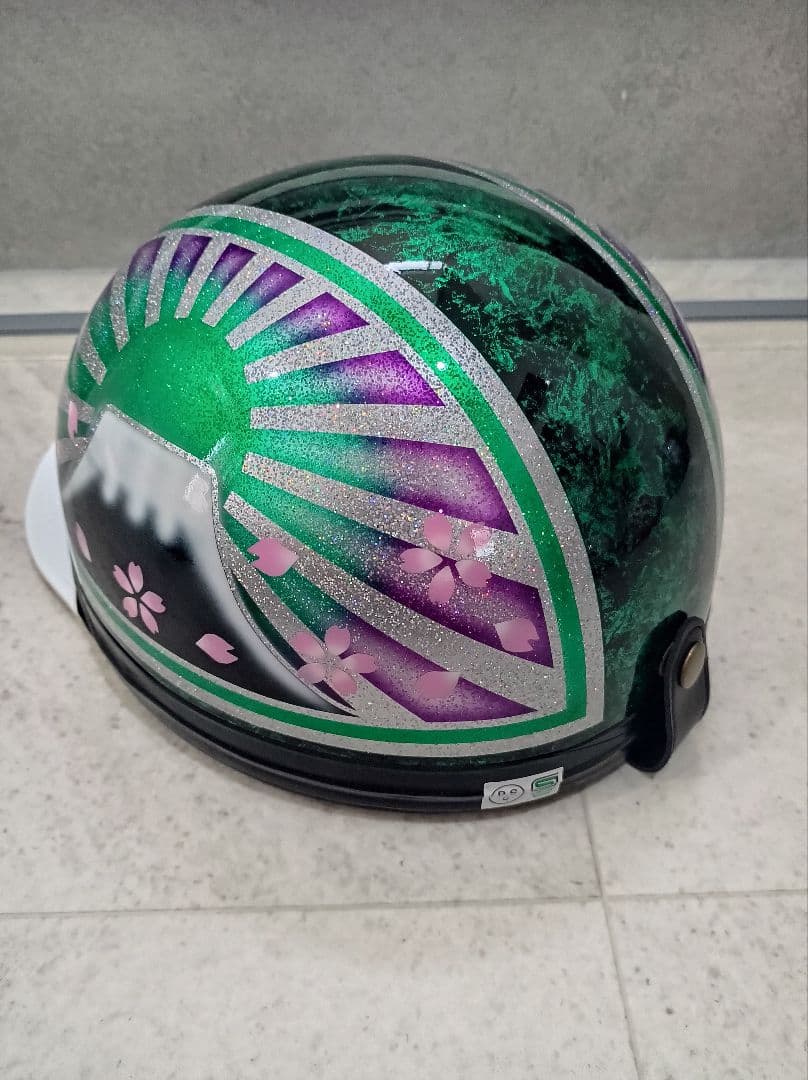 カスタムコルク半　Candyグリーンラップ✘グラデ富士日章　七色ラメ